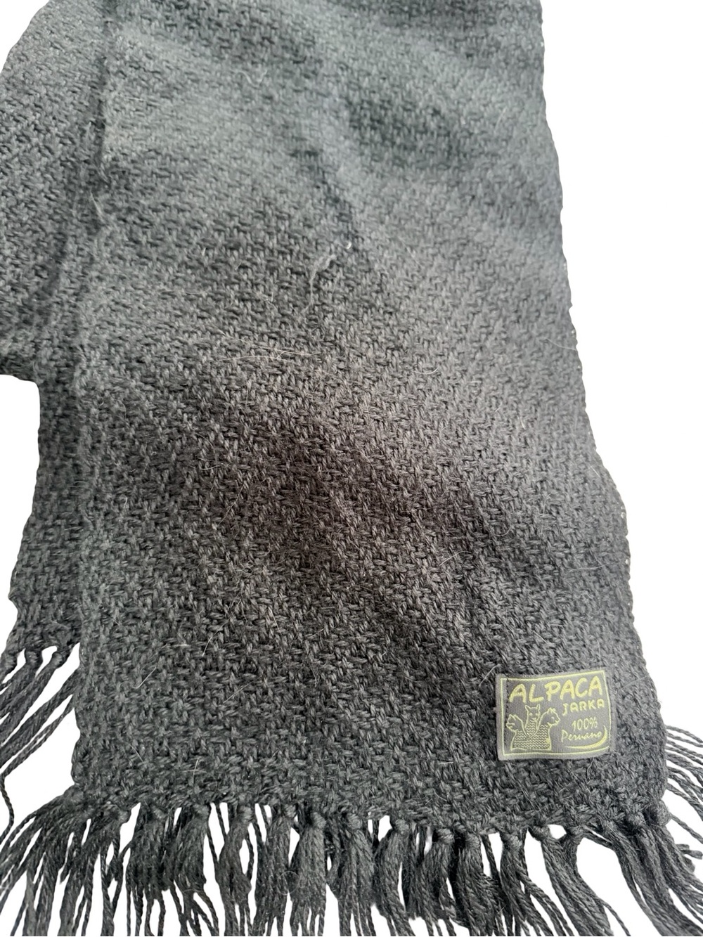 ALPACA Jarka 100% Alpaca Textured Fringe Scarf - Black